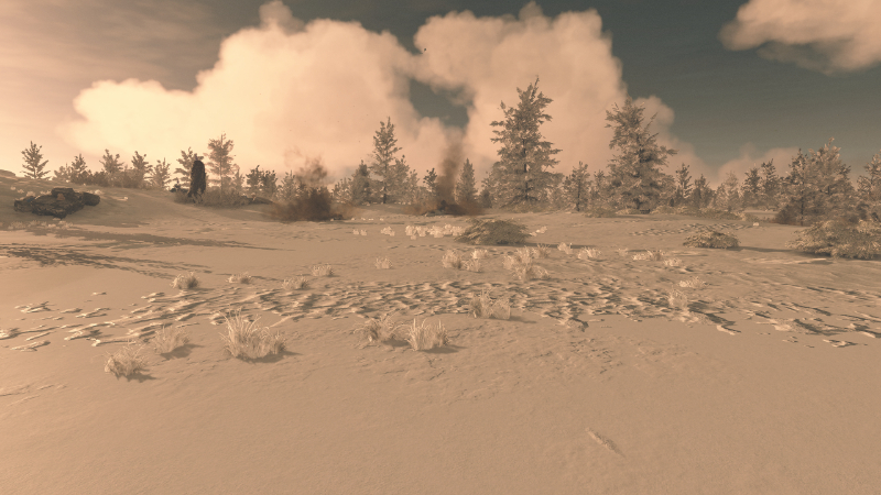 A snowy forest in Starfield, a landscape created using procedural generation