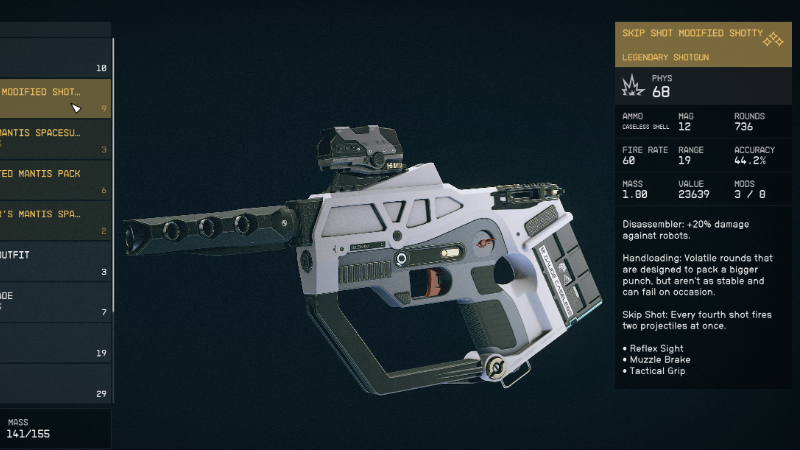 A modded weapon in Starfield, a mechanic that should be added to No Man's Sky