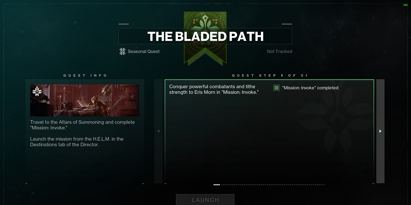 Season of the Witch Quest The Blade Path Step One