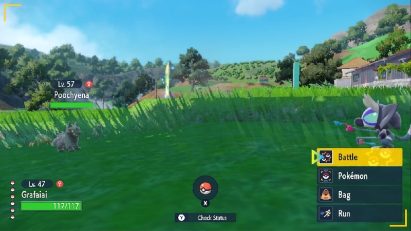 pokemon scarlet and violet teal mask dlc kitakami poochyena and grafaiai battle