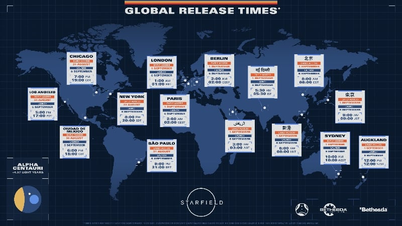 starfield release times Starfield on Game Pass