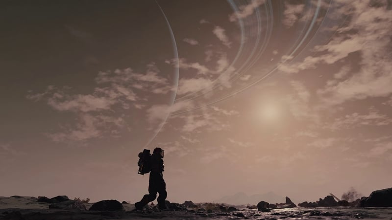 an alien planet's sunset in starfield