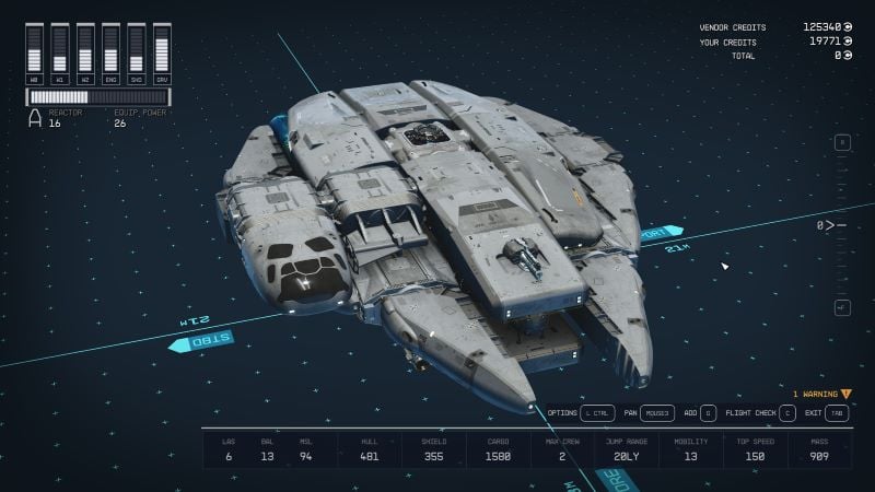 starfield millennium falcon ship builder