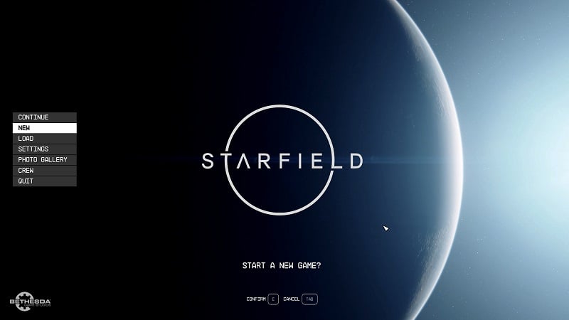 Starfield Main Menu