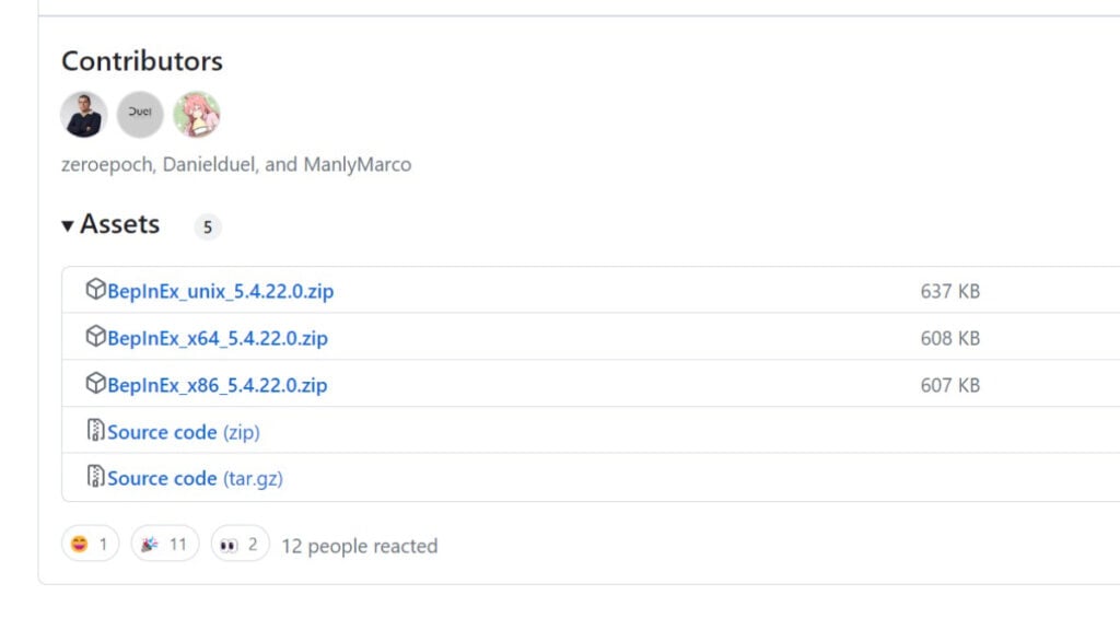 The BepInEx download for Lethal Company