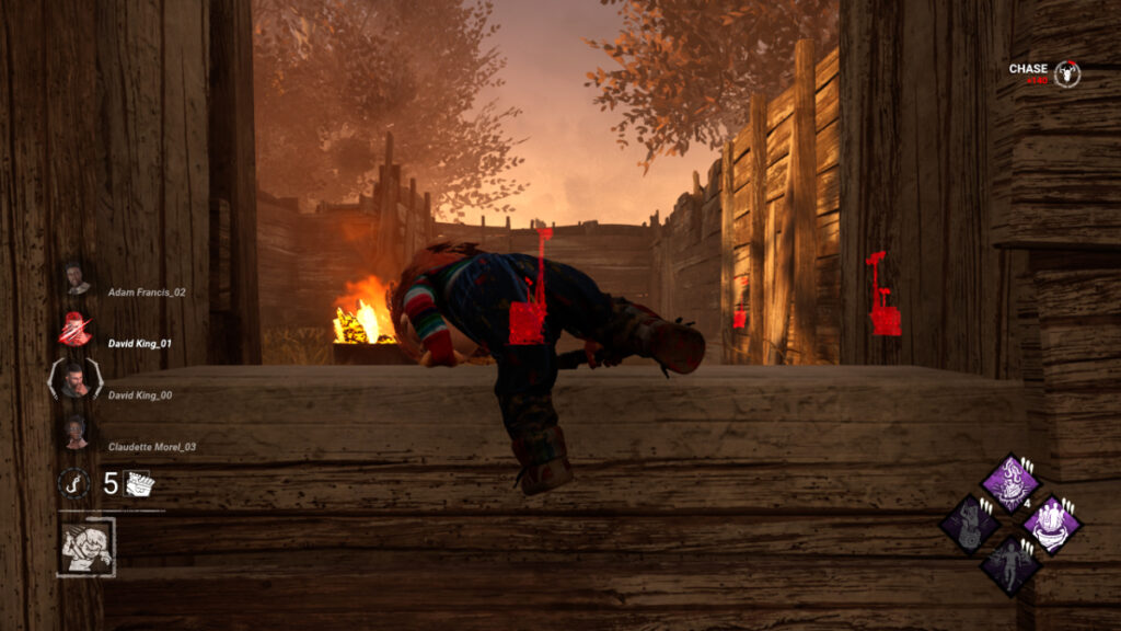 Chucky vaults a window in DbD