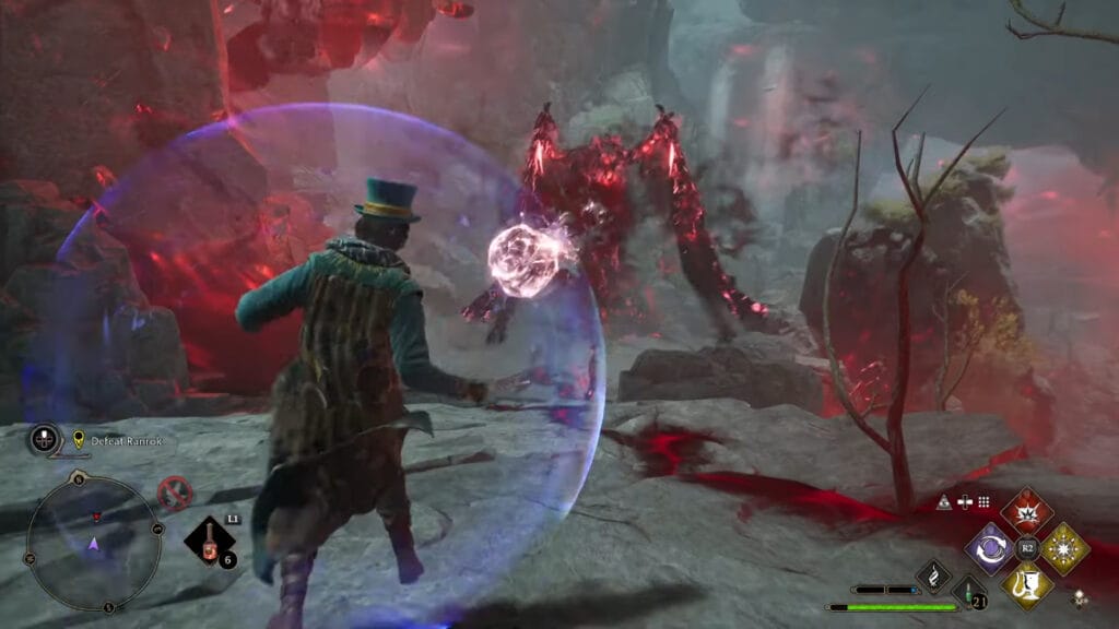 Ranrok Dragon shoots an energy ball in Hogwarts Legacy