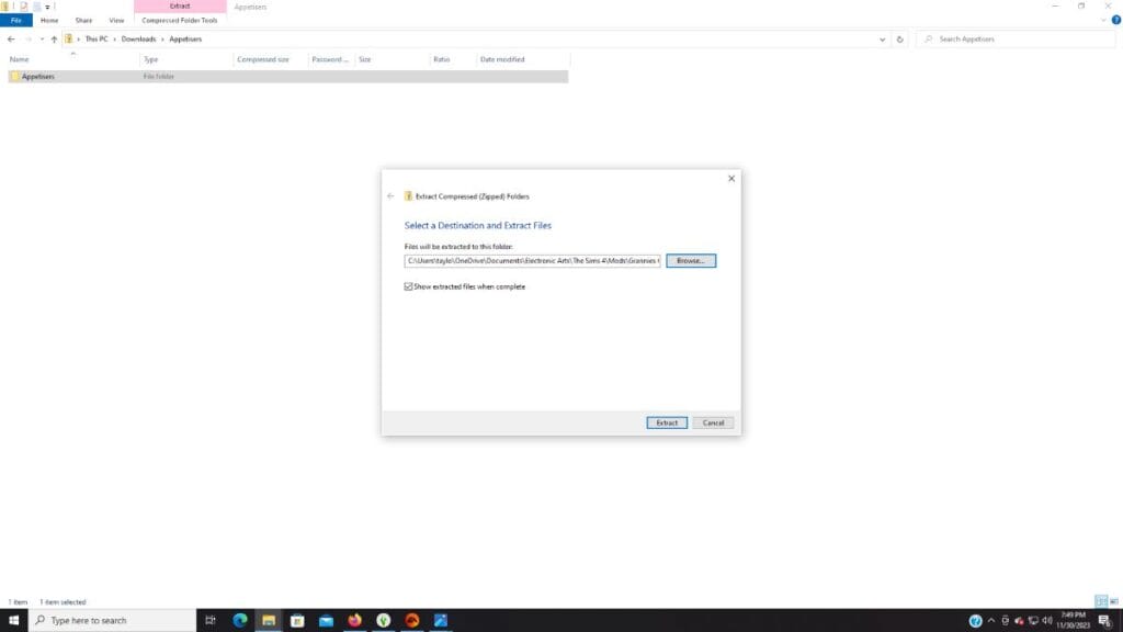 Extract the Grannies Cookbook recipes to the same folder as the original file.