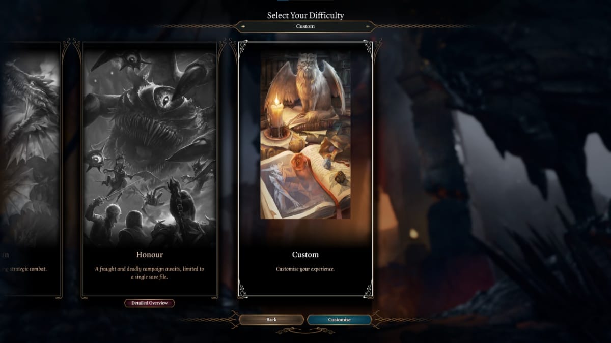 Baldur's Gate 3 Custom Mode selection