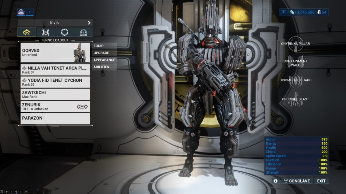 Warframe Corvex build in the Arsenal