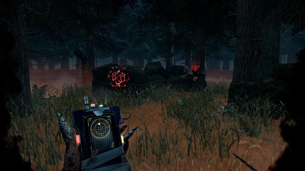 The Skull Merchant activates her drone in Behaviour Interactive's asymmetrical horror game