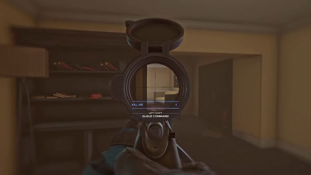 The secret command apppears in Ready or Not, part of The Devil achievement