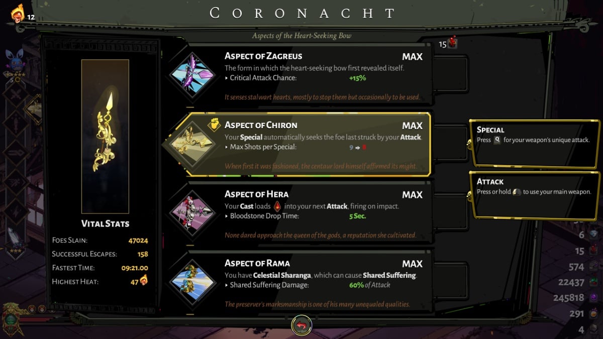 Bow weapon aspects in Hades