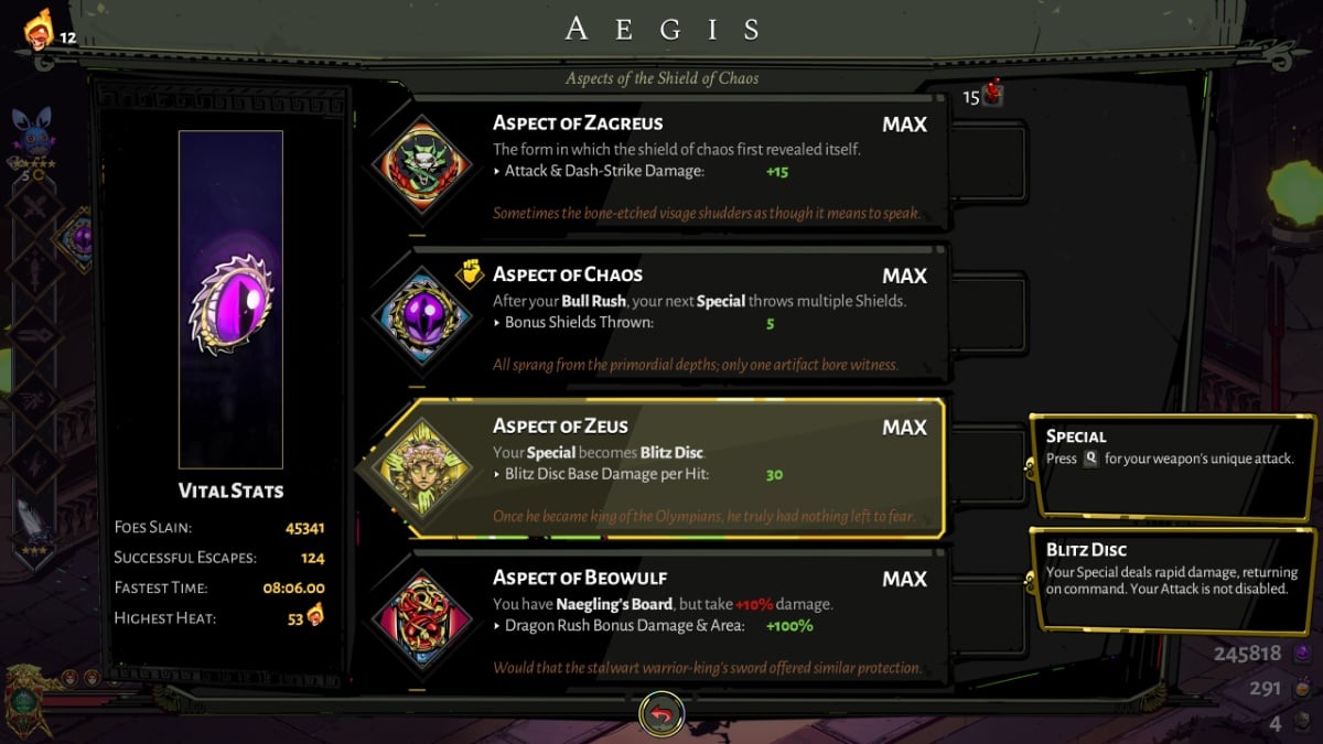 Hades weapon aspects where shield is the best