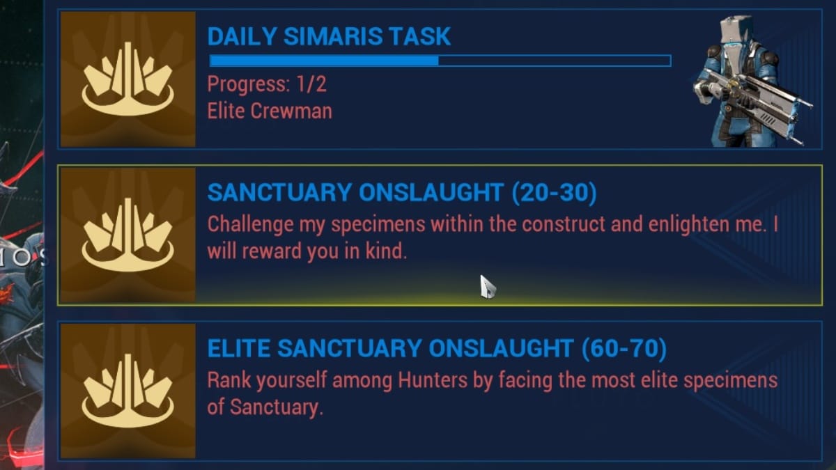 Sanctuary Onslaught as a good level up spot in Warframe
