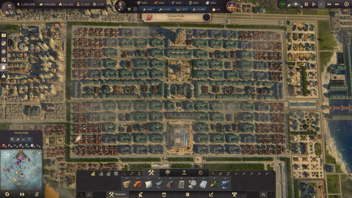 Anno 1800 Crown Falls layout for the main district