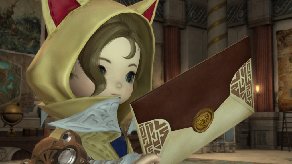 Krile looking at envelope