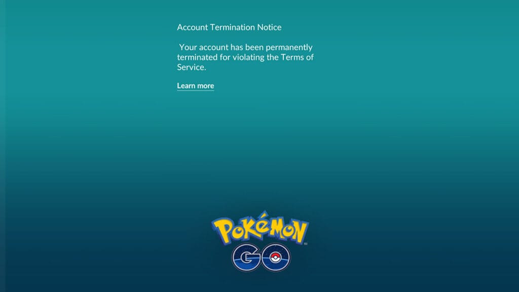 Pokemon Go account gone for TOS violation