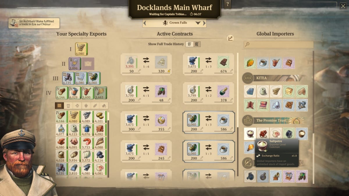 Anno 1800 Saltpeter trade through Docklands