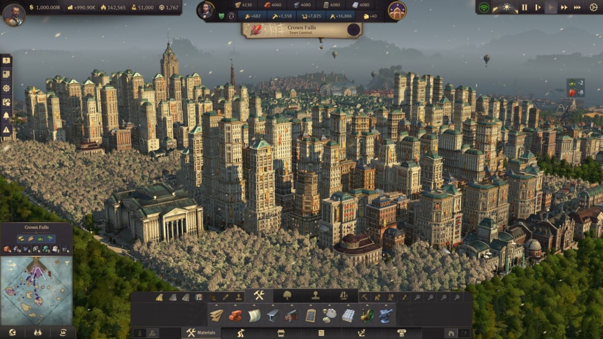 Anno 1800 Crown Falls skyscrapers view