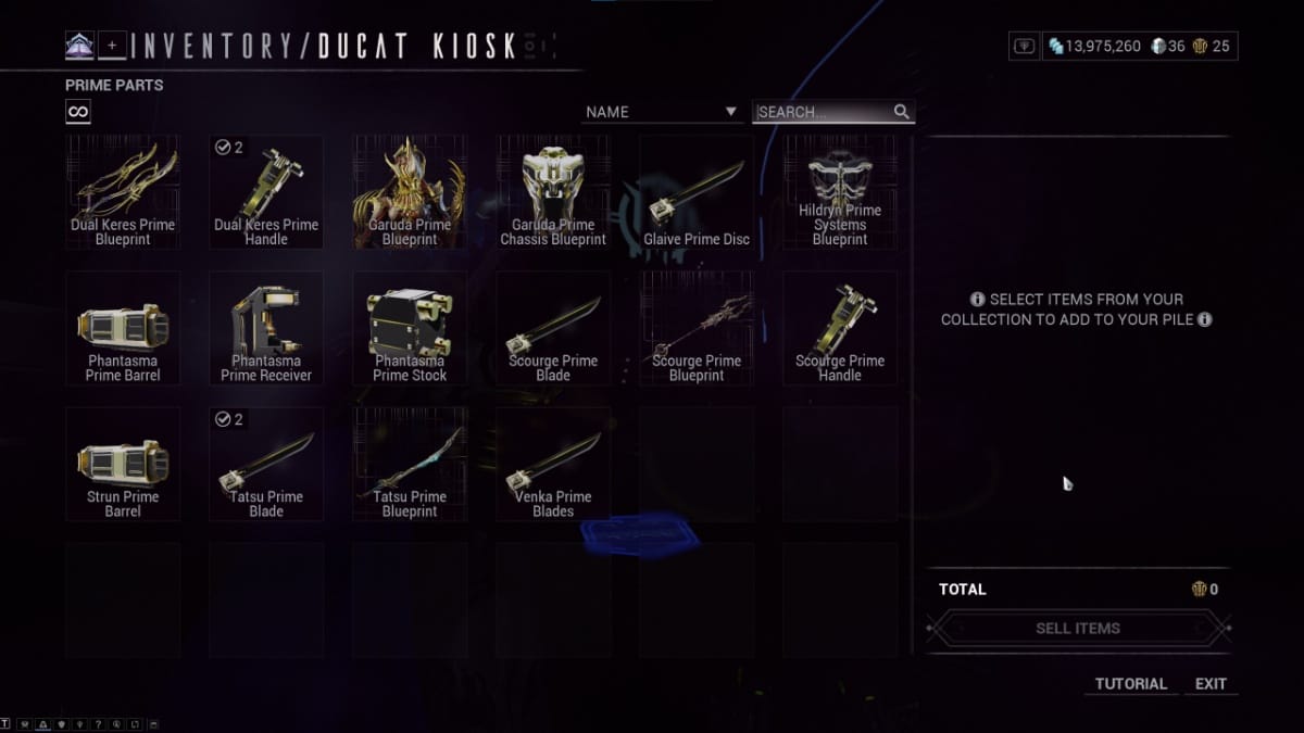 Kiosk for Ducats in Warframe