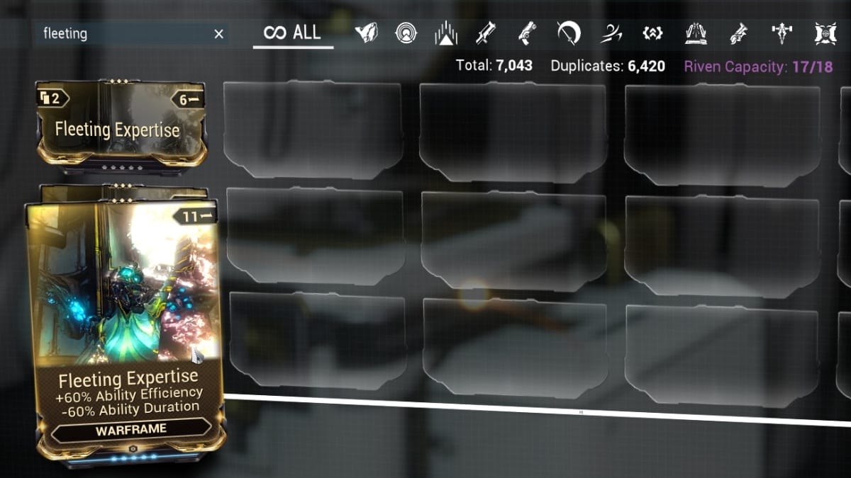 Copies of Fleeting Expertise in Warframe