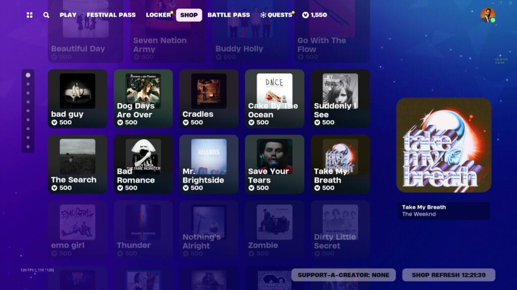 fortnite festival songs