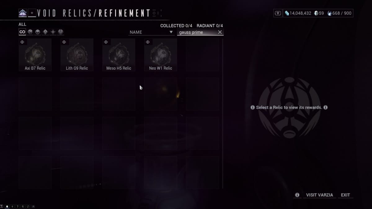 Gauss Prime Relics farm