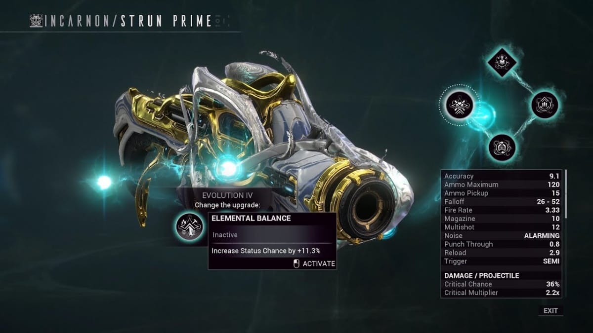Strun Prime Incarnon warframe