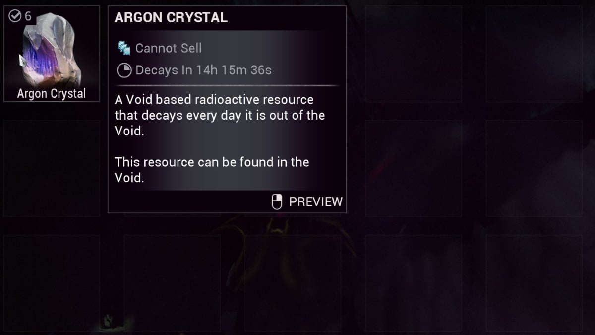 Warframe Argon Crystal counter