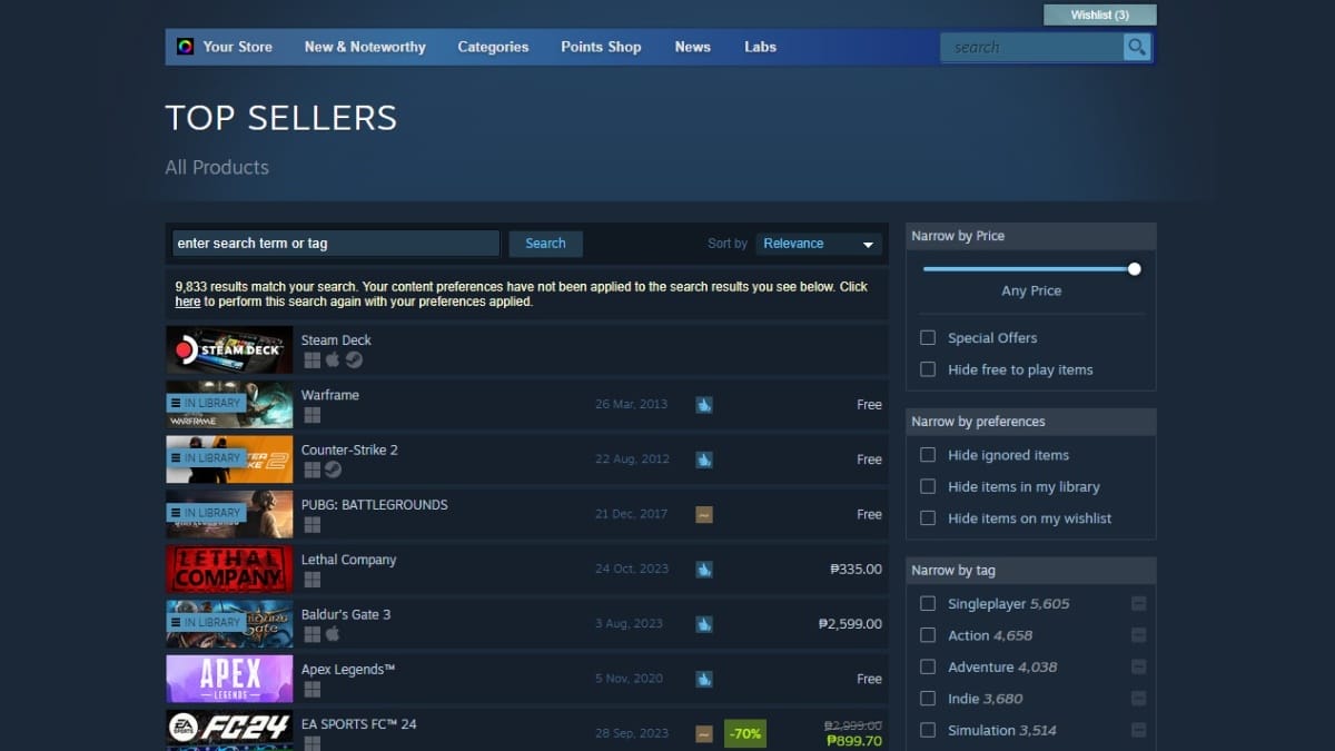 Warframe at the top sellers in steam