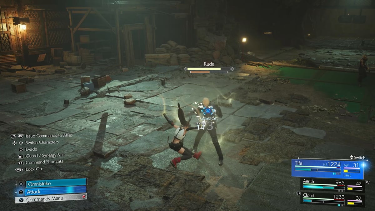 Tifa attacking Rude in Final Fantasy 7 Rebirth