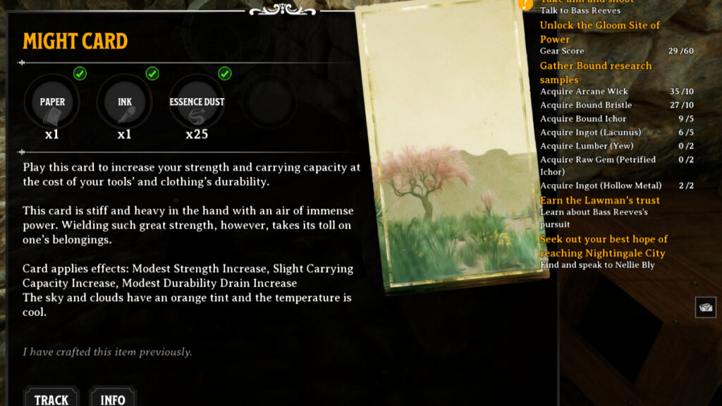 The Might Realm Card in Nightingale