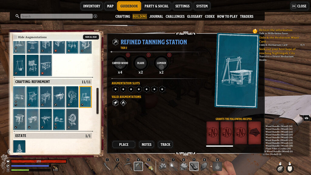 Refined Crafting Station Blueprint in Nightingale to make Chitinous Bone and Hide