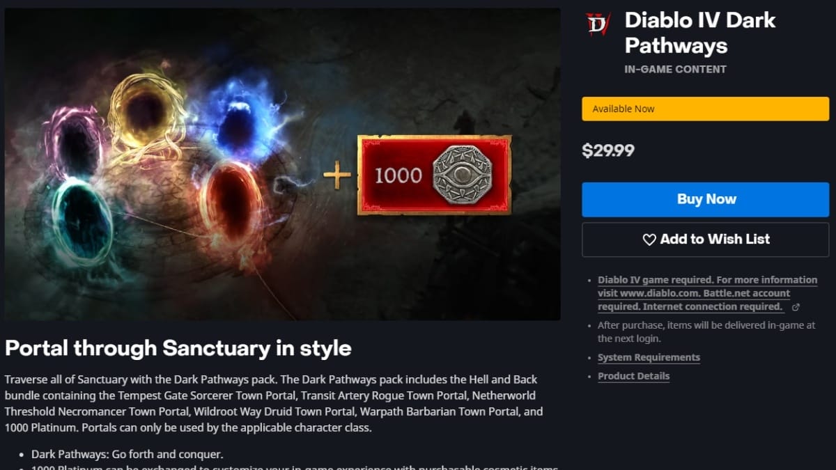 Diablo 4 Season 3 monetization