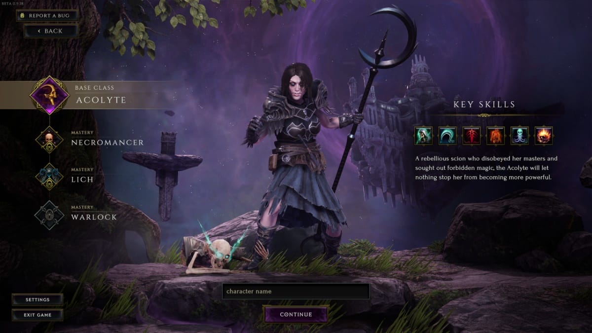 Last Epoch classes acolyte