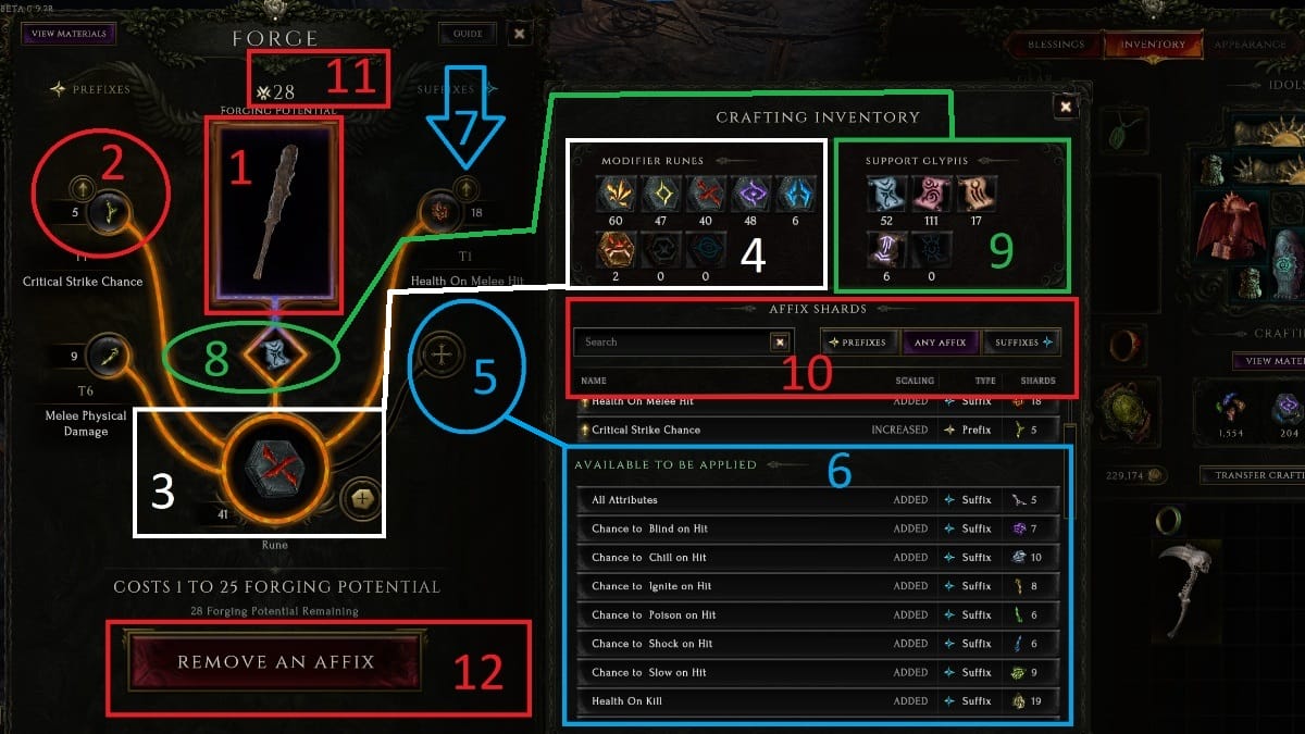 Last Epoch crafting UI explanation