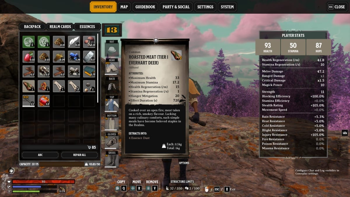 Starting Nightingale tips, food