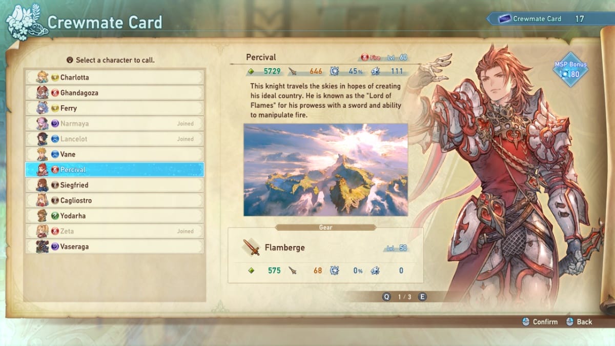 Best AI characters in Granblue Fantasy Relink, Percival