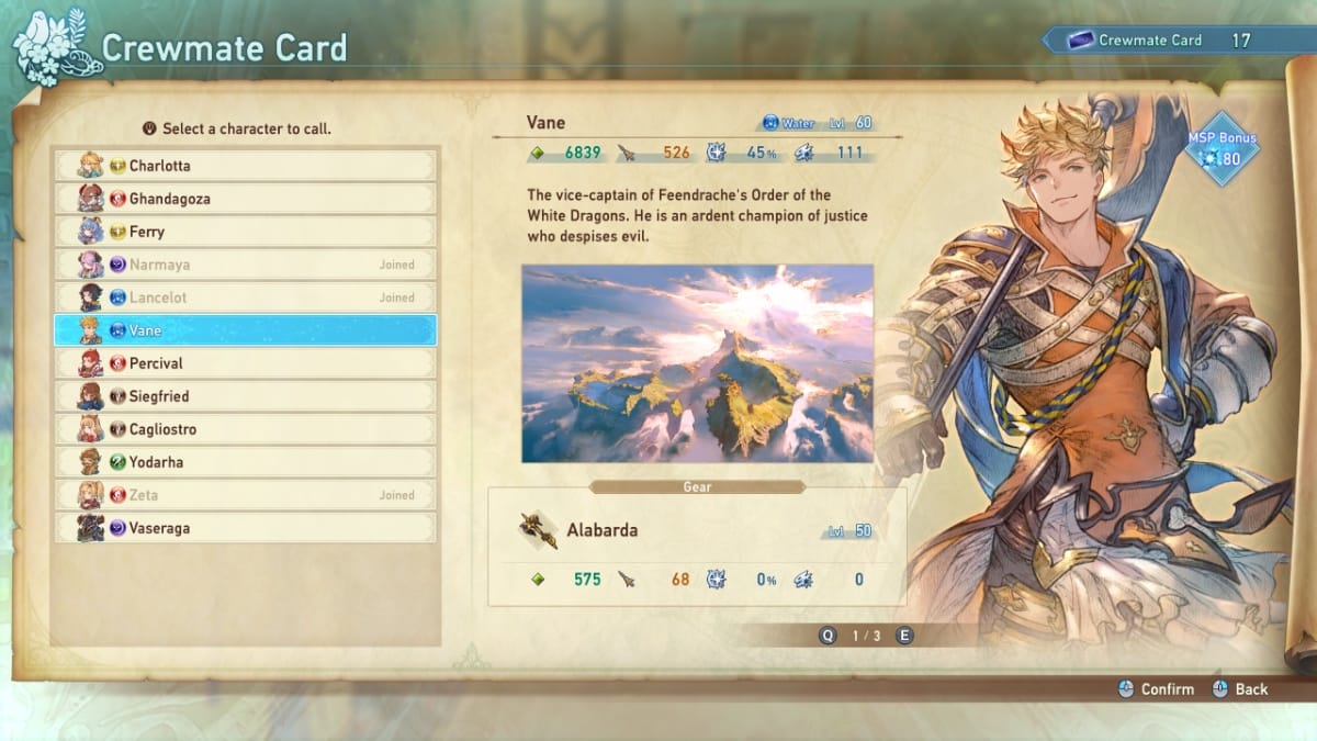 Best AI characters in Granblue Fantasy Relink, Vane