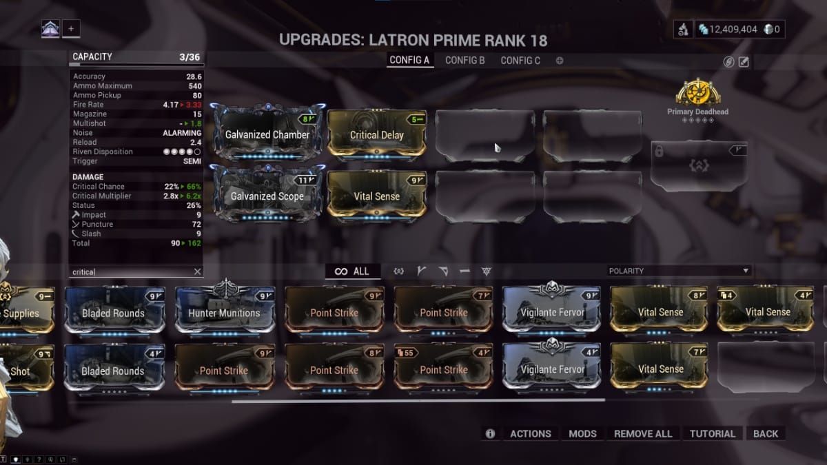 Warframe Latron Incarnon build mods