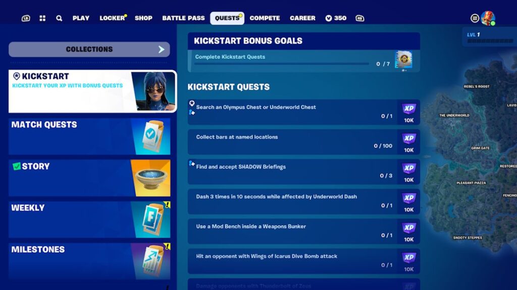 Fortnite Kickstart Bonus Goals