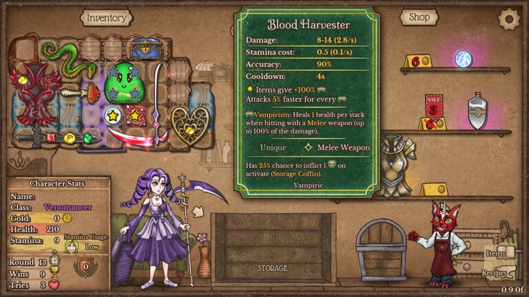 Backpack Battles Beginner Guide: 5 Essential Tips and Tricks The Reaper examines her unique Blood Harvester Scythe in Backpack Battles.