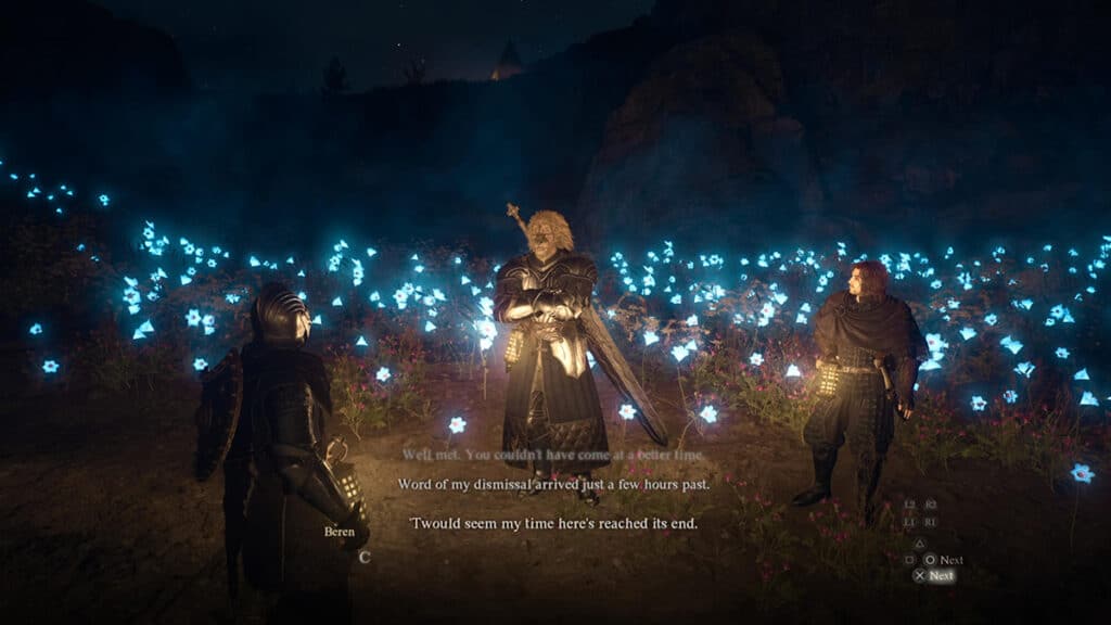 Beren and the Arisen talk during Beren's Final Lesson. 