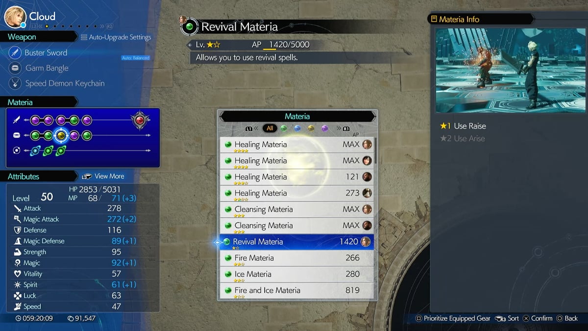 Revival Materia Best Combination in FF7 Rebirth