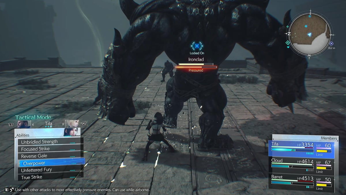 Tifa uses Overpower on Ironclad boss