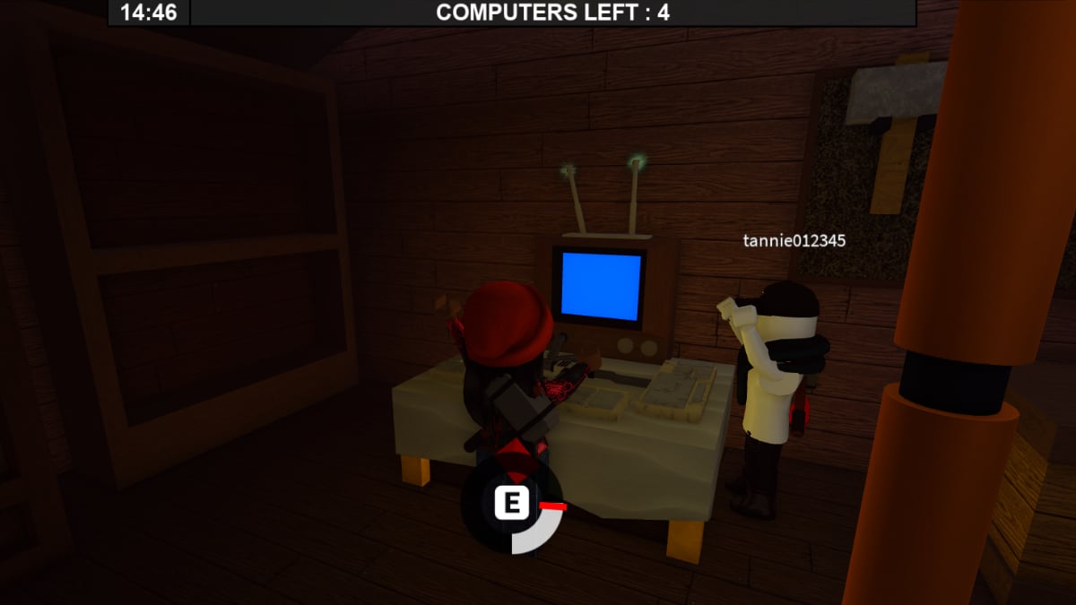 Flee the Facility Roblox survivors working at a computer terminal during a match