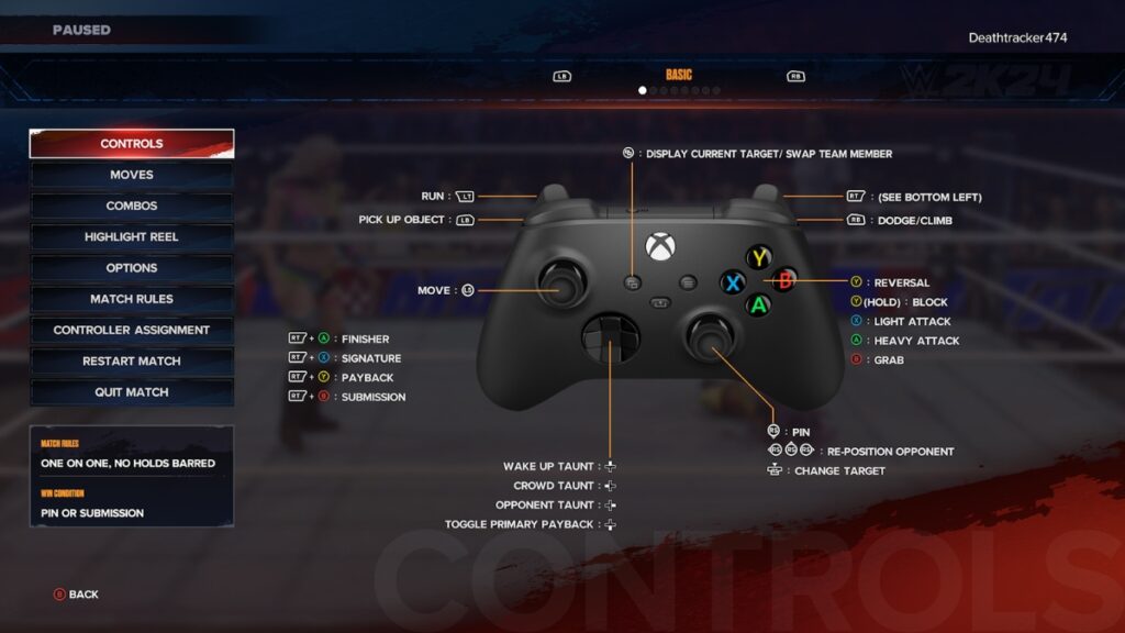 WWE 2K24 Basic Controls