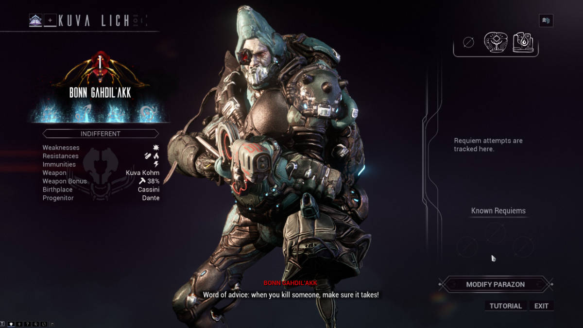 Warframe Kuva Lich UI