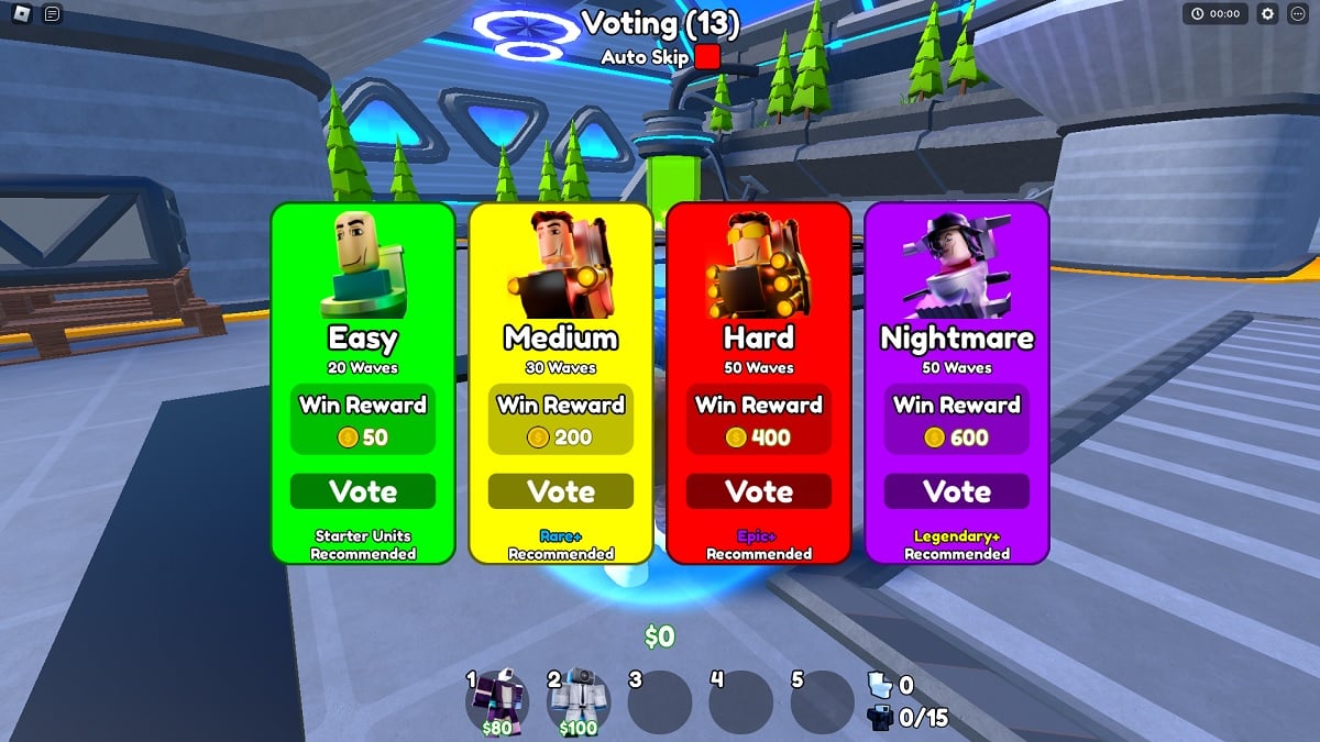 voting on difficulty in toilet tower defense